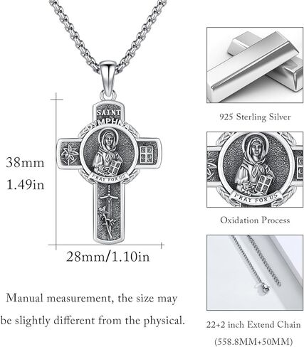 سانت غابرييل قلادة 925 الفضة الاسترليني رئيس الملائكة سانت غابرييل تميمة قلادة قلادة، تمثال القديس غابرييل القلائد مجوهرات للرجال مع 22 في سلسلة in Kuwait