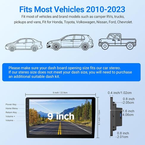 10.1 Inch HD Carplay Screen for Car with 720P Touchscreen, Double Din Car Stereo, 8-Core Processor, Backup Camera, 64GB Storage,GPS Navigation, USB Ports, Quick Reverse in Kuwait