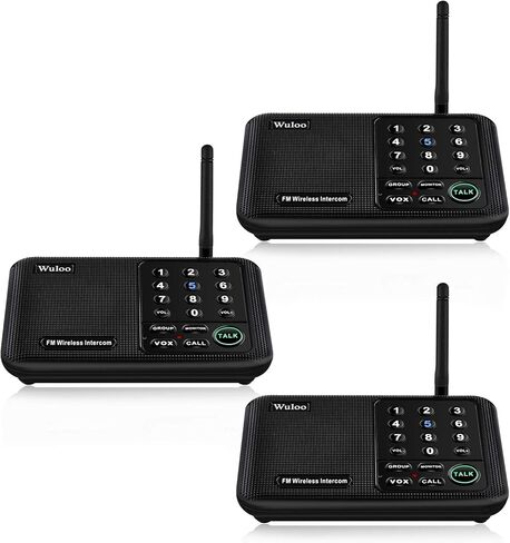 Wuloo Intercoms Wireless for Home 5280 Feet Range 10 Channel 3 Code, Wireless Intercom System for Home House Business Office, Room to Room Intercom, Home Communication System (6 Packs, Black) in Saudi Arabia