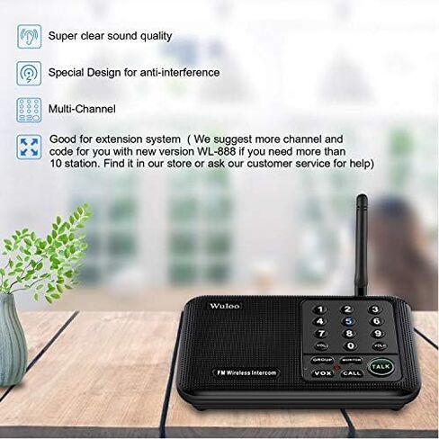 Wuloo Intercoms Wireless for Home 5280 Feet Range 10 Channel 3 Code, Wireless Intercom System for Home House Business Office, Room to Room Intercom, Home Communication System (6 Packs, Black) in Saudi Arabia