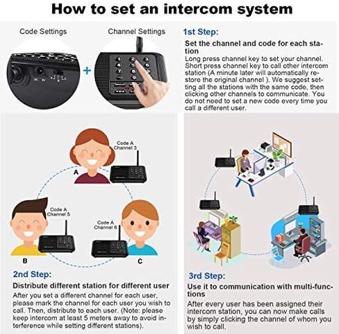 Wuloo Intercoms Wireless for Home 5280 Feet Range 10 Channel 3 Code, Wireless Intercom System for Home House Business Office, Room to Room Intercom, Home Communication System (6 Packs, Black) in Saudi Arabia
