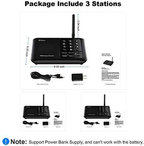 Wuloo Intercoms Wireless for Home 5280 Feet Range 10 Channel 3 Code, Wireless Intercom System for Home House Business Office, Room to Room Intercom, Home Communication System (6 Packs, Black) in Saudi Arabia