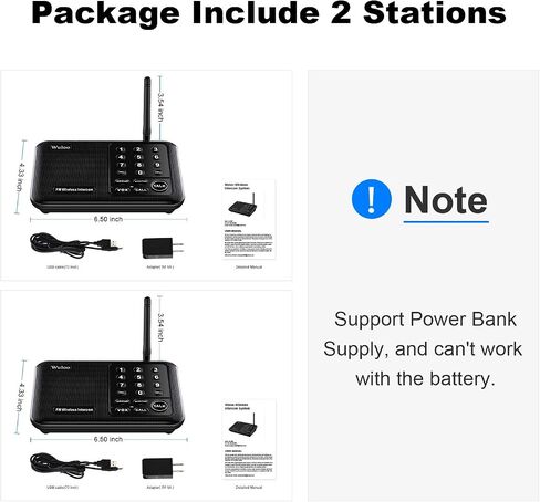 Wuloo Intercoms Wireless for Home 5280 Feet Range 10 Channel 3 Code, Wireless Intercom System for Home House Business Office, Room to Room Intercom, Home Communication System (6 Packs, Black) in Saudi Arabia