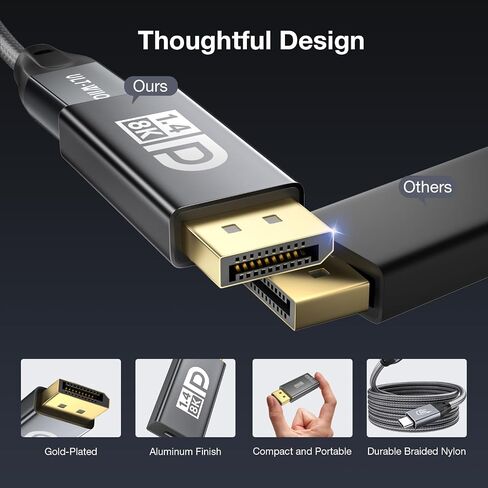 8K@60Hz USB C to DisplayPort 1.4 Adapter,Bidirectional Type C to Display Port Adapter,Thunderbolt 3/4 to DP Converter, Compatible with MacBook,Phone 16/15,iPad Pro,Samsung,Galaxy,Lenovo/HP/Dell/ASUS in Kuwait