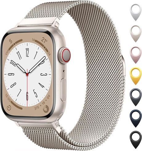 شريط حلقة ميلانو الأصلي متوافق مع Apple Watch 38mm 40mm 41mm 42mm 44mm 45mm 46mm 49mm - Women & Men الإغلاق المغنطيسي حزام معدني قابل للتعديل لسلسلة IWatch 10 9 8 7 6 5 4 3 2 1 ، Ultra ، SE in Kuwait