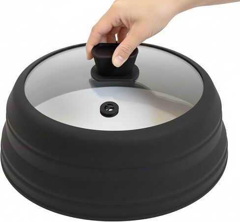 Microwave Splatter Cover Glass Microwave Cover for Food Collapsible Splatter Guard Lid with Silicone Handle for Pot Plate Bowl 9 Inch Grey in Kuwait