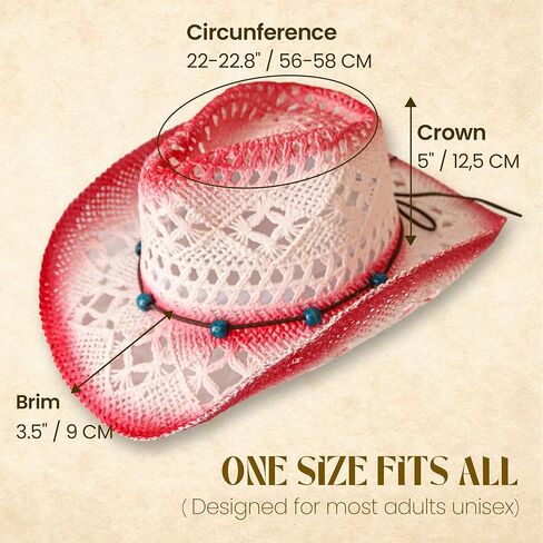 Natural Cowboy Cowboy Straw Hat, Unisex One Size Men's Women's Summer Coachella Beach in Kuwait