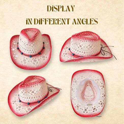 Natural Cowboy Cowboy Straw Hat, Unisex One Size Men's Women's Summer Coachella Beach in Kuwait