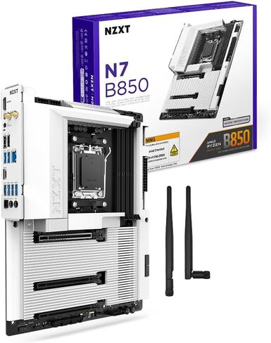NZXT N9 X870E - AMD X870E AM5 ATX Gaming Motherboard for Ryzen 9000/8000/7000-20+2+1, DDR5, 4X M.2, PCIe 5.0, Wi-Fi 7, 5GbE, USB 4 – Full-Metal Cover, M.2 Quick-Release Latches – Black in Kuwait