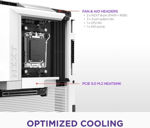 NZXT N9 X870E - AMD X870E AM5 ATX Gaming Motherboard for Ryzen 9000/8000/7000-20+2+1, DDR5, 4X M.2, PCIe 5.0, Wi-Fi 7, 5GbE, USB 4 – Full-Metal Cover, M.2 Quick-Release Latches – Black in Kuwait