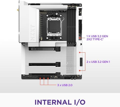 NZXT N9 X870E - AMD X870E AM5 ATX Gaming Motherboard for Ryzen 9000/8000/7000-20+2+1, DDR5, 4X M.2, PCIe 5.0, Wi-Fi 7, 5GbE, USB 4 – Full-Metal Cover, M.2 Quick-Release Latches – Black in Kuwait