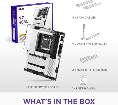 NZXT N9 X870E - AMD X870E AM5 ATX Gaming Motherboard for Ryzen 9000/8000/7000-20+2+1, DDR5, 4X M.2, PCIe 5.0, Wi-Fi 7, 5GbE, USB 4 – Full-Metal Cover, M.2 Quick-Release Latches – Black in Kuwait