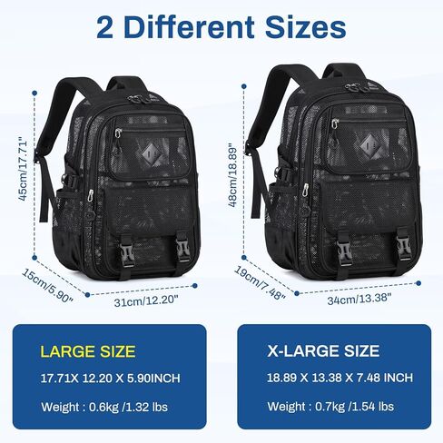 Mesh Backpack, Heavy Duty Net Bookbag Ultra-Lightweight See Through Backpack Breathable Transparent Backpack Clear Bag for School Beach Sports Gym, Black in Kuwait