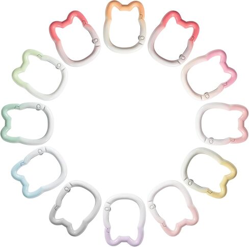 12 Pack Cute Carabiner Keychain Clips Cat Shape Carabiner Clip Aluminum Ring Climbing Clips for Keychains, Water Bottle Holders, Dog Leashes and More in Kuwait