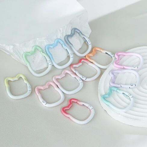 12 Pack Cute Carabiner Keychain Clips Cat Shape Carabiner Clip Aluminum Ring Climbing Clips for Keychains, Water Bottle Holders, Dog Leashes and More in Kuwait