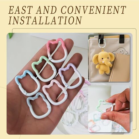 12 Pack Cute Carabiner Keychain Clips Cat Shape Carabiner Clip Aluminum Ring Climbing Clips for Keychains, Water Bottle Holders, Dog Leashes and More in Kuwait