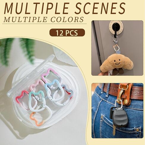 12 Pack Cute Carabiner Keychain Clips Cat Shape Carabiner Clip Aluminum Ring Climbing Clips for Keychains, Water Bottle Holders, Dog Leashes and More in Kuwait
