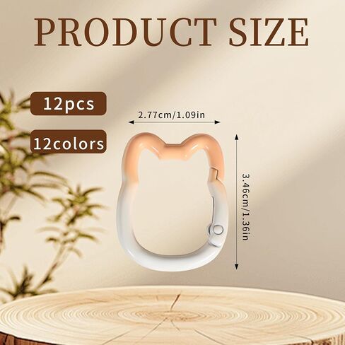 12 Pack Cute Carabiner Keychain Clips Cat Shape Carabiner Clip Aluminum Ring Climbing Clips for Keychains, Water Bottle Holders, Dog Leashes and More in Kuwait