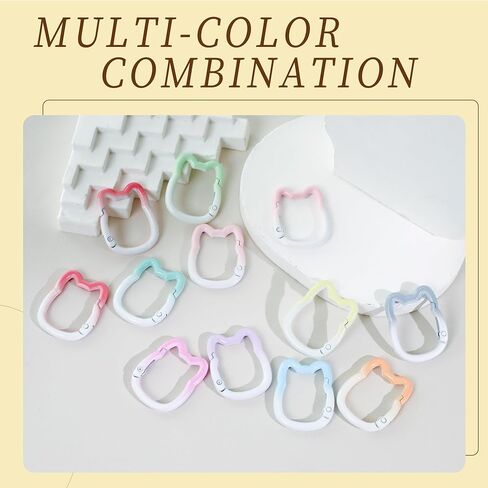 12 Pack Cute Carabiner Keychain Clips Cat Shape Carabiner Clip Aluminum Ring Climbing Clips for Keychains, Water Bottle Holders, Dog Leashes and More in Kuwait