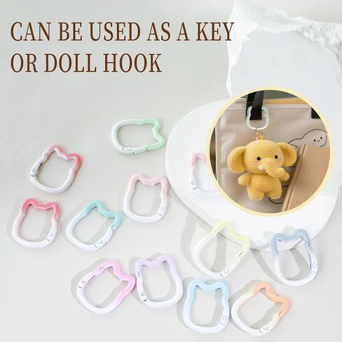 12 Pack Cute Carabiner Keychain Clips Cat Shape Carabiner Clip Aluminum Ring Climbing Clips for Keychains, Water Bottle Holders, Dog Leashes and More in Kuwait