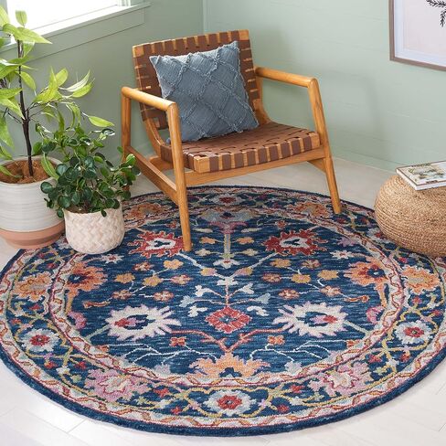 SAFAVIEH Blossom Collection Runner Rug - 2'3" x 8' Runner, Blue & Red, Handmade Wool, Floral Design, Ideal for High Traffic Areas in Living Room, Bedroom, Dining (BLM686M-28) in Saudi Arabia