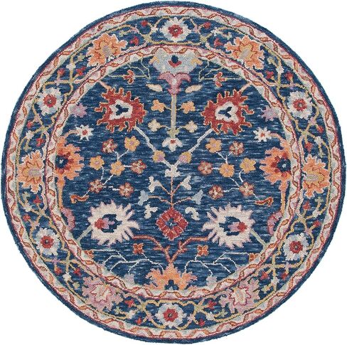 SAFAVIEH Blossom Collection Runner Rug - 2'3" x 8' Runner, Blue & Red, Handmade Wool, Floral Design, Ideal for High Traffic Areas in Living Room, Bedroom, Dining (BLM686M-28) in Saudi Arabia