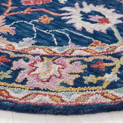 SAFAVIEH Blossom Collection Runner Rug - 2'3" x 8' Runner, Blue & Red, Handmade Wool, Floral Design, Ideal for High Traffic Areas in Living Room, Bedroom, Dining (BLM686M-28) in Saudi Arabia