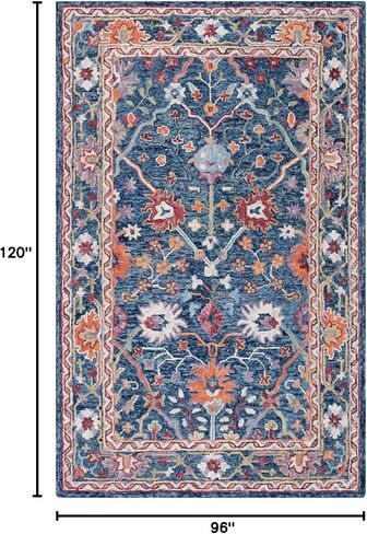 SAFAVIEH Blossom Collection Runner Rug - 2'3" x 8' Runner, Blue & Red, Handmade Wool, Floral Design, Ideal for High Traffic Areas in Living Room, Bedroom, Dining (BLM686M-28) in Saudi Arabia