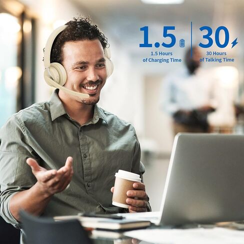 Wireless Headset with Mic for Work, Bluetooth 5.3 Headset with AI Noise Cancelling Microphone & Call Reminder, Wireless Headphone with Voice Assistant for PC/Computer/Remote Work/Call Center/Zoom in Saudi Arabia