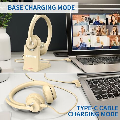 Wireless Headset with Mic for Work, Bluetooth 5.3 Headset with AI Noise Cancelling Microphone & Call Reminder, Wireless Headphone with Voice Assistant for PC/Computer/Remote Work/Call Center/Zoom in Saudi Arabia