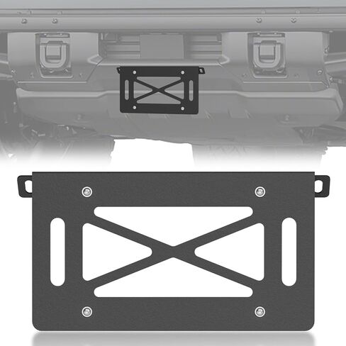 Spare Tire License Plate Frame with LED Light Compatible with 1987-2018 Jeep Wrangler JK JKU & TJ & YJ (2/4 Doors), Licence Holder Bracket Relocation Mounting Rear Plates Frames, Black in Kuwait