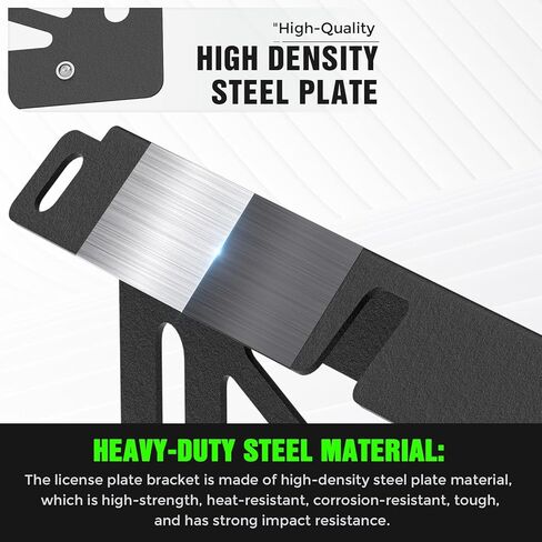 Spare Tire License Plate Frame with LED Light Compatible with 1987-2018 Jeep Wrangler JK JKU & TJ & YJ (2/4 Doors), Licence Holder Bracket Relocation Mounting Rear Plates Frames, Black in Kuwait