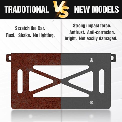 Spare Tire License Plate Frame with LED Light Compatible with 1987-2018 Jeep Wrangler JK JKU & TJ & YJ (2/4 Doors), Licence Holder Bracket Relocation Mounting Rear Plates Frames, Black in Kuwait