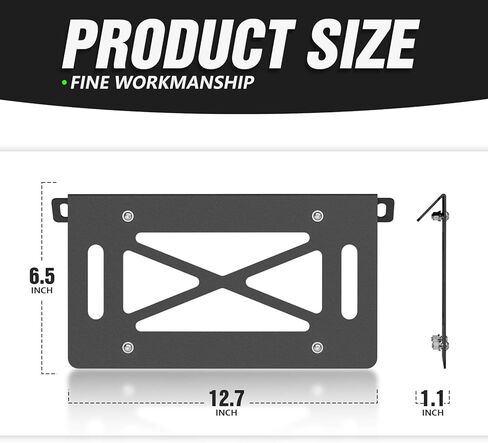 Spare Tire License Plate Frame with LED Light Compatible with 1987-2018 Jeep Wrangler JK JKU & TJ & YJ (2/4 Doors), Licence Holder Bracket Relocation Mounting Rear Plates Frames, Black in Kuwait