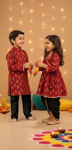 Chandrakala Kids Kurta Bottom Set for Boys (KK118-P) in Saudi Arabia