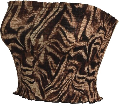 MixMatchy Women's Ruffled Smocking Crop Tube Tops Summer Casual Bandeau Top in Saudi Arabia