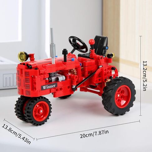 Classic 1/12 Red Tractor Building Blocks Set,Farm Tractor Building Kit Toy for Kids Ages 6+,STEM Educational Construction Kit for Kids 302 PCS with Shifting & Steering & Flip Hood Structure in Saudi Arabia