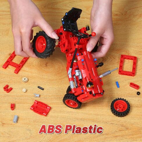Classic 1/12 Red Tractor Building Blocks Set,Farm Tractor Building Kit Toy for Kids Ages 6+,STEM Educational Construction Kit for Kids 302 PCS with Shifting & Steering & Flip Hood Structure in Saudi Arabia