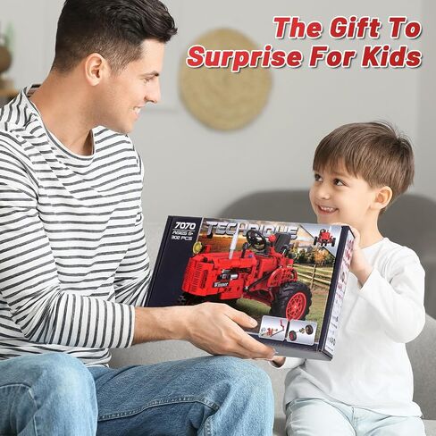 Classic 1/12 Red Tractor Building Blocks Set,Farm Tractor Building Kit Toy for Kids Ages 6+,STEM Educational Construction Kit for Kids 302 PCS with Shifting & Steering & Flip Hood Structure in Saudi Arabia