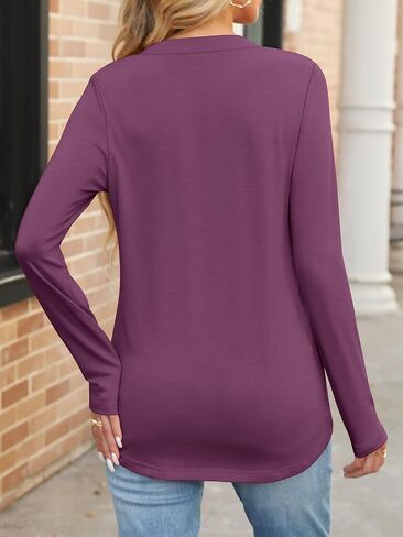 ANRABESS Womens Long Sleeve Shirts V Neck Dressy Casual Blouse Loose Fit Tunic Tops 2025 Fall Trendy Outfits in Kuwait