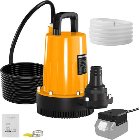 Pool Cover Pump for Dewalt 20V Max Battery (No Battery), 750GPH Submersible Sump Pump with Check Valve Adapter & 17ft Power Cord, 33ft Outlet Pipe, Water Removal for Pool, Hot Tubs, Rooftops in Saudi Arabia