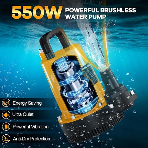 Pool Cover Pump for Dewalt 20V Max Battery (No Battery), 750GPH Submersible Sump Pump with Check Valve Adapter & 17ft Power Cord, 33ft Outlet Pipe, Water Removal for Pool, Hot Tubs, Rooftops in Saudi Arabia