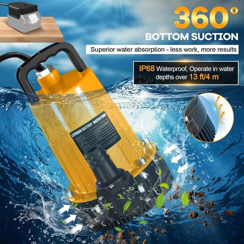 Pool Cover Pump for Dewalt 20V Max Battery (No Battery), 750GPH Submersible Sump Pump with Check Valve Adapter & 17ft Power Cord, 33ft Outlet Pipe, Water Removal for Pool, Hot Tubs, Rooftops in Saudi Arabia