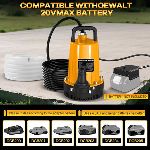 Pool Cover Pump for Dewalt 20V Max Battery (No Battery), 750GPH Submersible Sump Pump with Check Valve Adapter & 17ft Power Cord, 33ft Outlet Pipe, Water Removal for Pool, Hot Tubs, Rooftops in Saudi Arabia