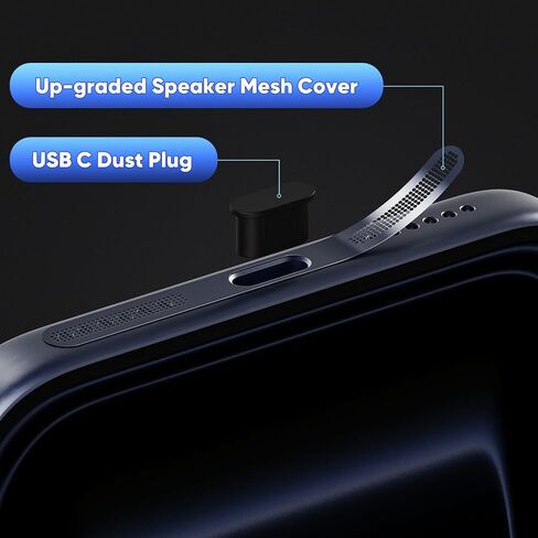 5 PCS USB C Port Cover for iPhone 16 Pro/Pro Max/15 Pro Max Speaker Mesh Protector Dust Cover with Cleaning Brushes in Saudi Arabia