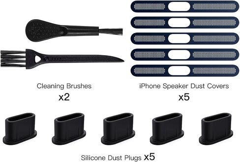 5 PCS USB C Port Cover for iPhone 16 Pro/Pro Max/15 Pro Max Speaker Mesh Protector Dust Cover with Cleaning Brushes in Saudi Arabia