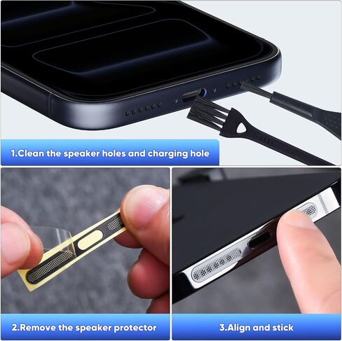 5 PCS USB C Port Cover for iPhone 16 Pro/Pro Max/15 Pro Max Speaker Mesh Protector Dust Cover with Cleaning Brushes in Saudi Arabia