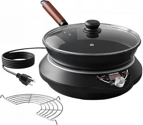 Wok Induction Cooktop 1700W (85V~120V), Even & Faster Heating Induction Wor Burner with Temprature Control, 18 Hours Timer, Auto-off, 16 Level Power Concave Stoves Electric Hot Plate Cooker in Saudi Arabia