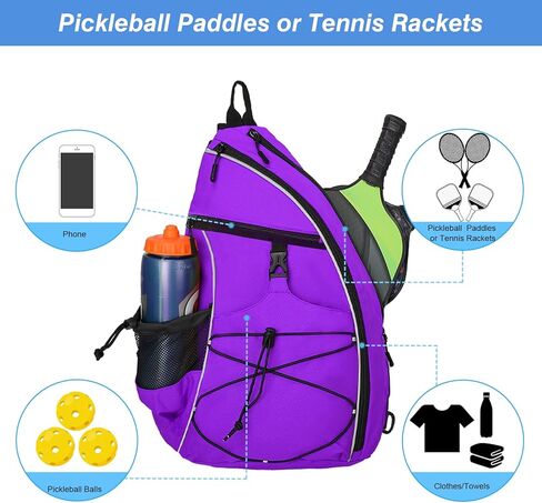 WOLT Pickleball Bag,Crossbody Sling Bags for Women Men,Pickleball Backpack with Fence Hook for Tennis, Racketball in Kuwait