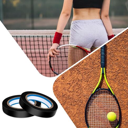Xindojuz 3 PCS Tennis Racquet Grip Tape, 0.39 Inch × 11 Yards PVC Grip Finishing Tape Tennis-Racket Wrap Grips Tapes Vinyl Accessories Sticky Seal for Tennis Badminton (Black) in Saudi Arabia